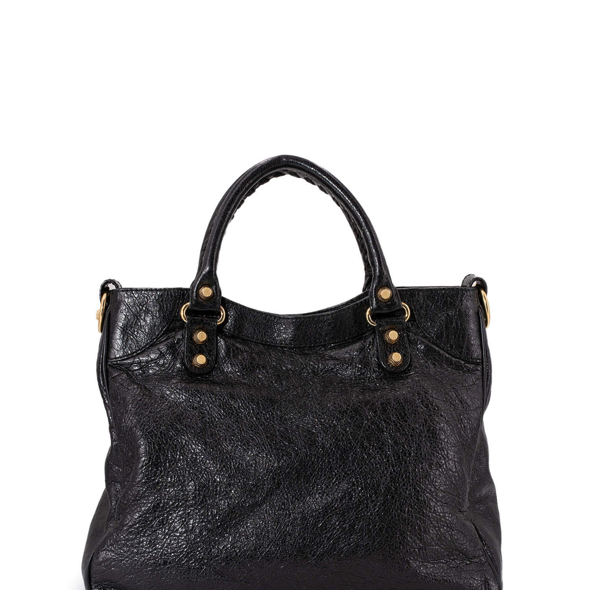 balenciaga Leather Gold City Shoulder Bag Black