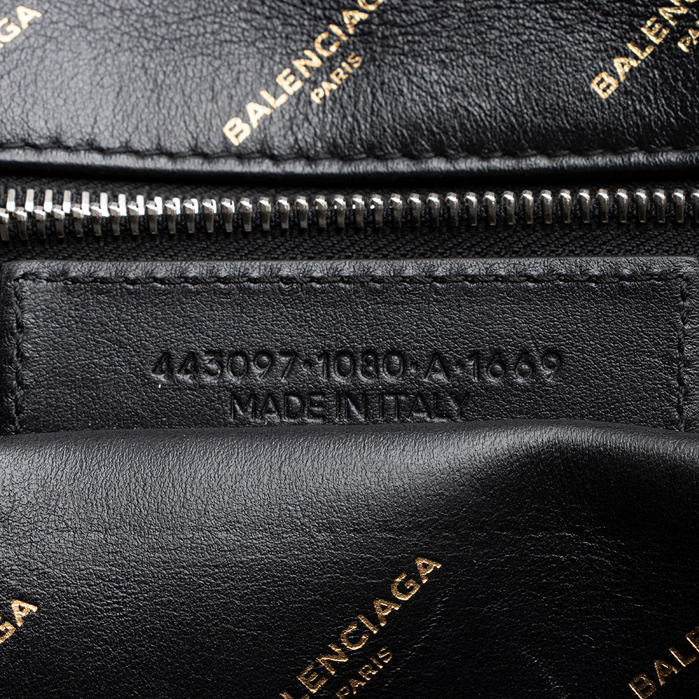 Balenciaga Leather Logo Bazar Medium Tote (SHF-16285)