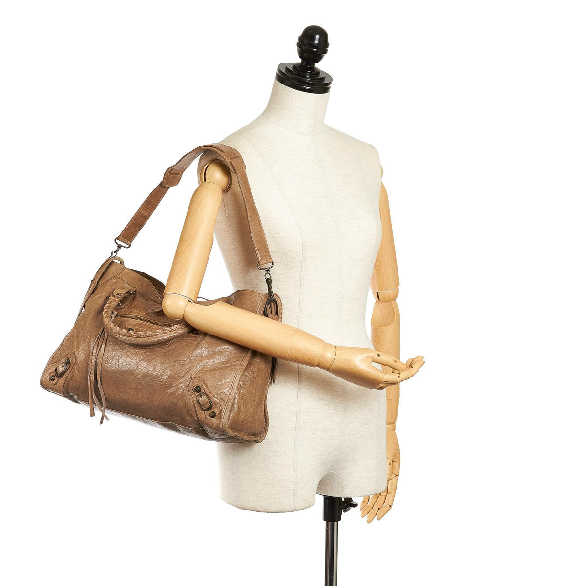 Balenciaga Motocross Classic City Lambskin Leather Satchel (SHG-33532)