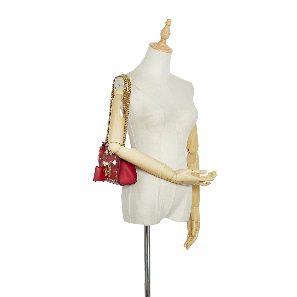 GUCCI Pearl Studded Padlock Shoulder Bag