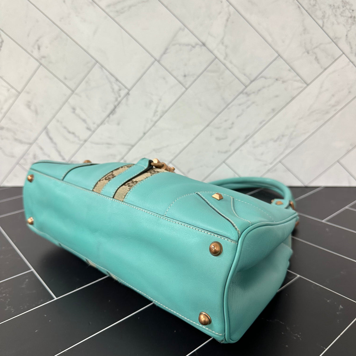 Gucci Teal Leather Jackie Shoulder Bag