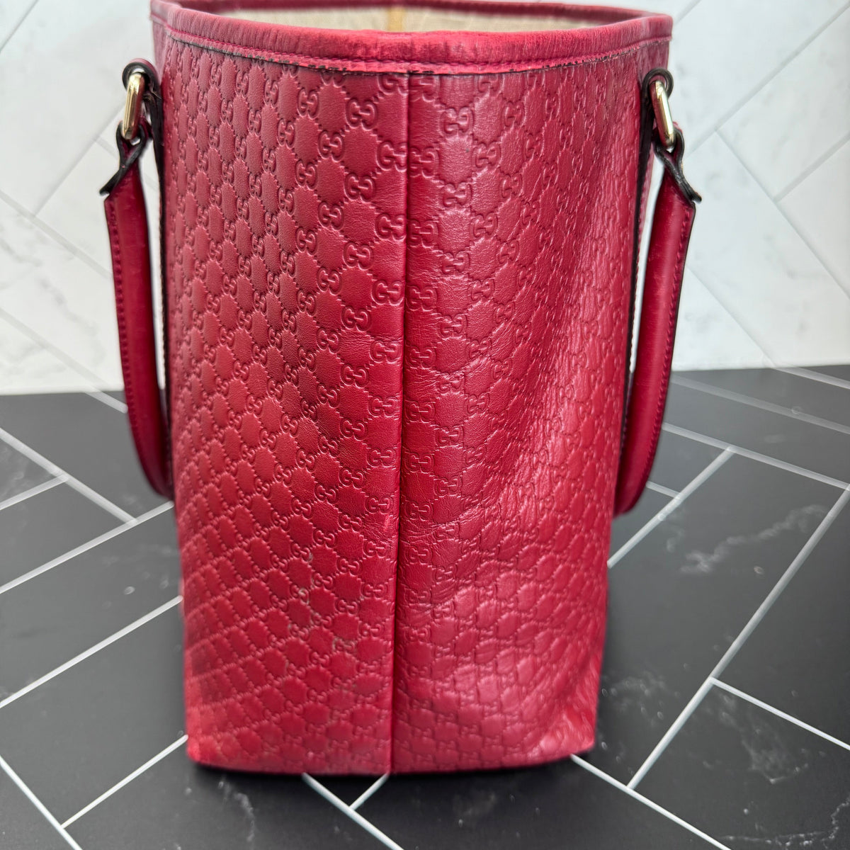 Gucci Red Microguccissima Leather Joy Tote Bag