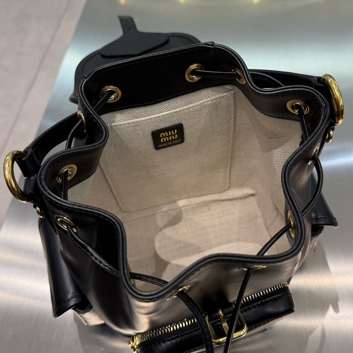 MIU M LEATHER BACKPACK