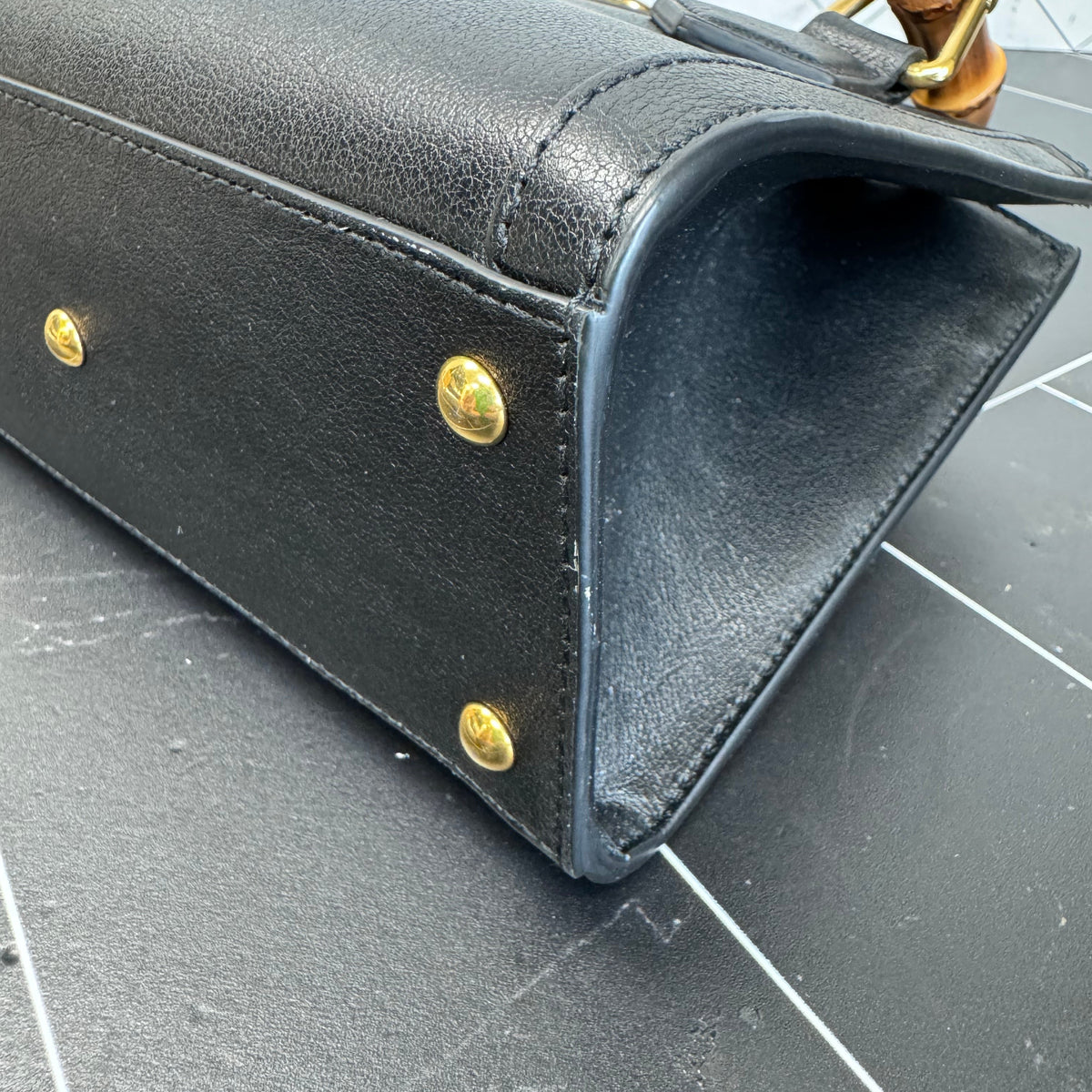Gucci Black Bamboo Mini Diana Handbag
