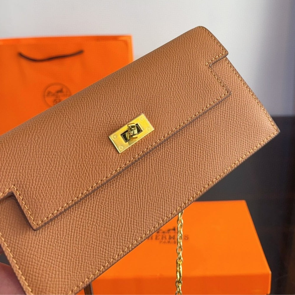 HM KELLY POCKET LONG WALLET IN GOLD 19CM H084940CK37