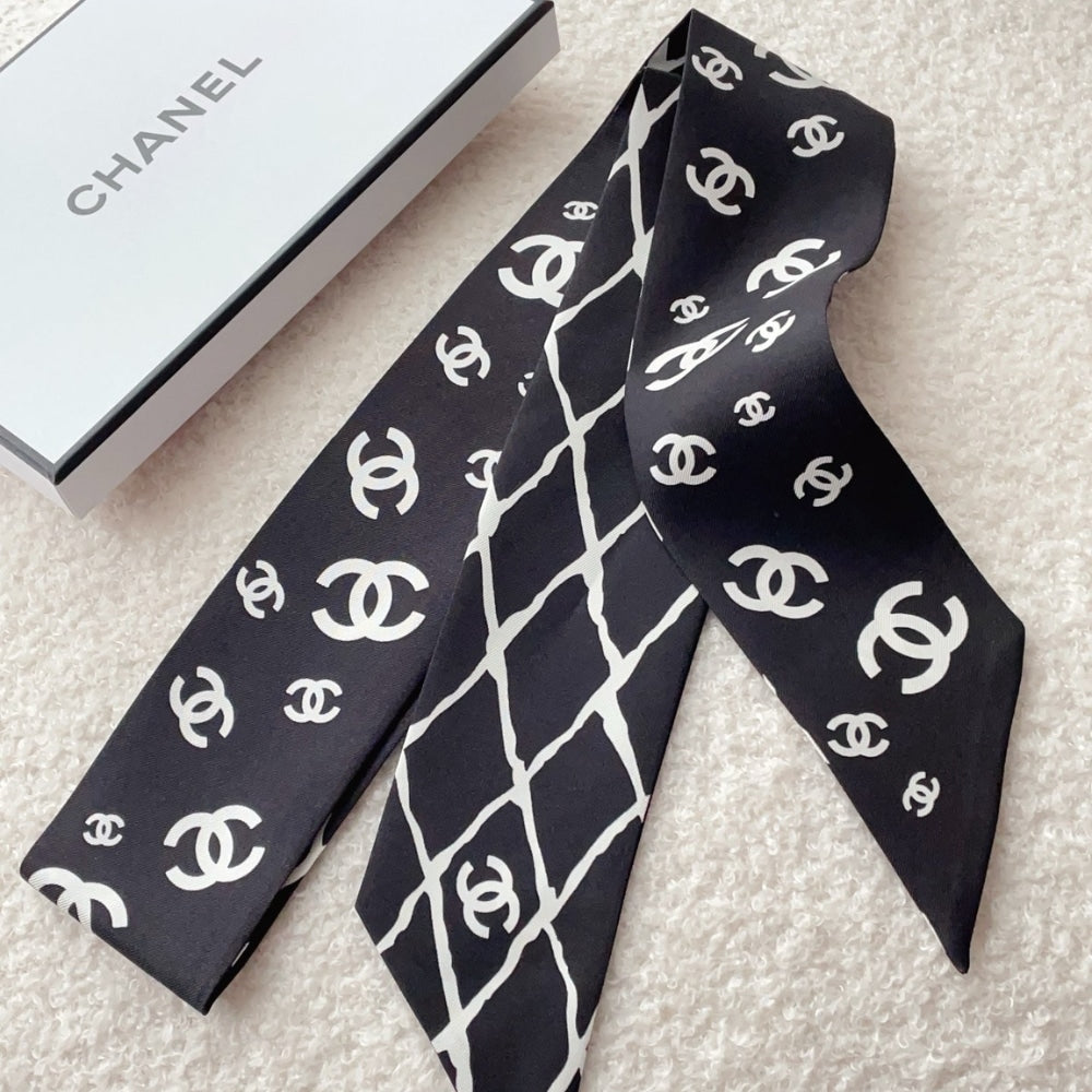 CC SILK CC SLIM BANDEAU SCARF BLACK 120CM
