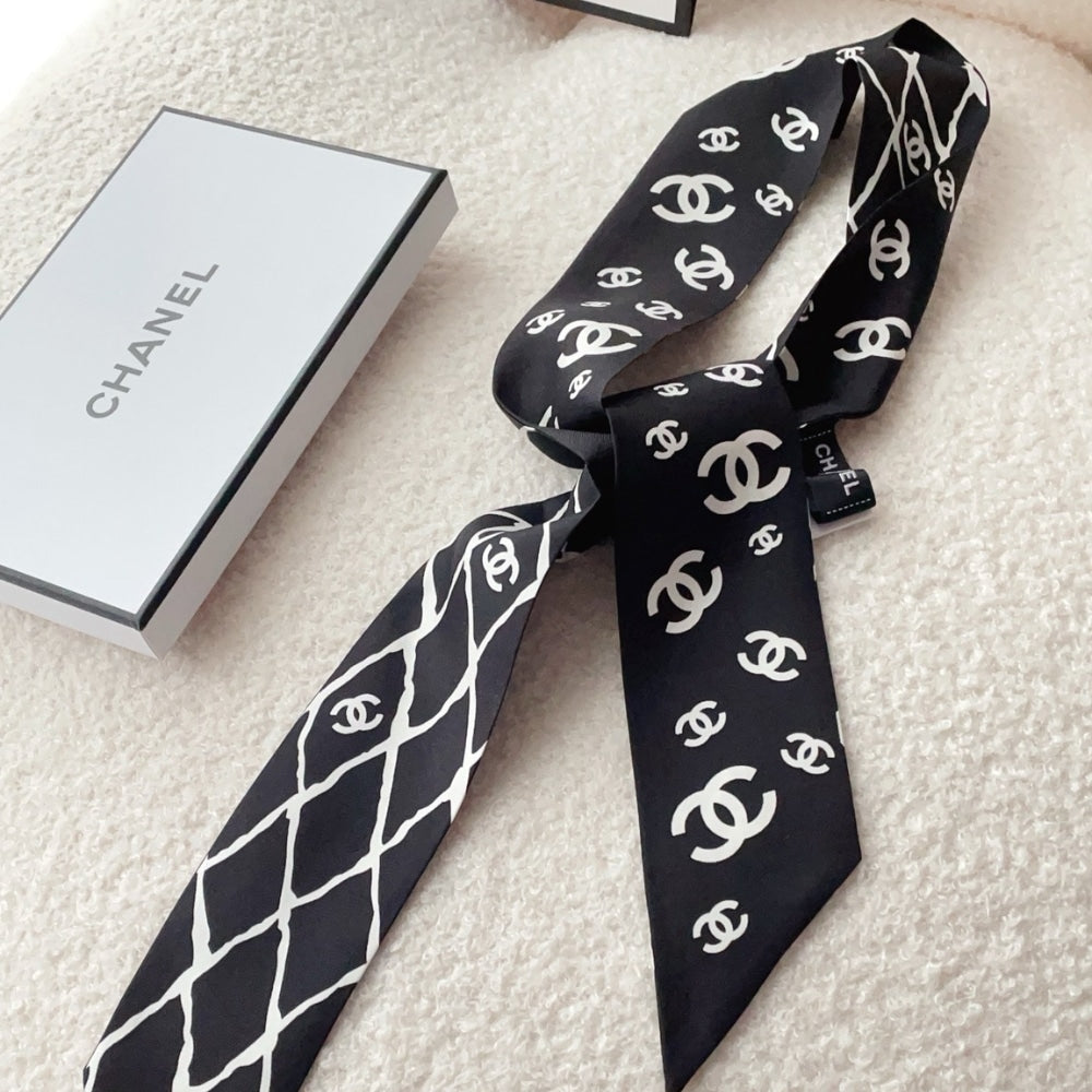 CC SILK CC SLIM BANDEAU SCARF BLACK 120CM