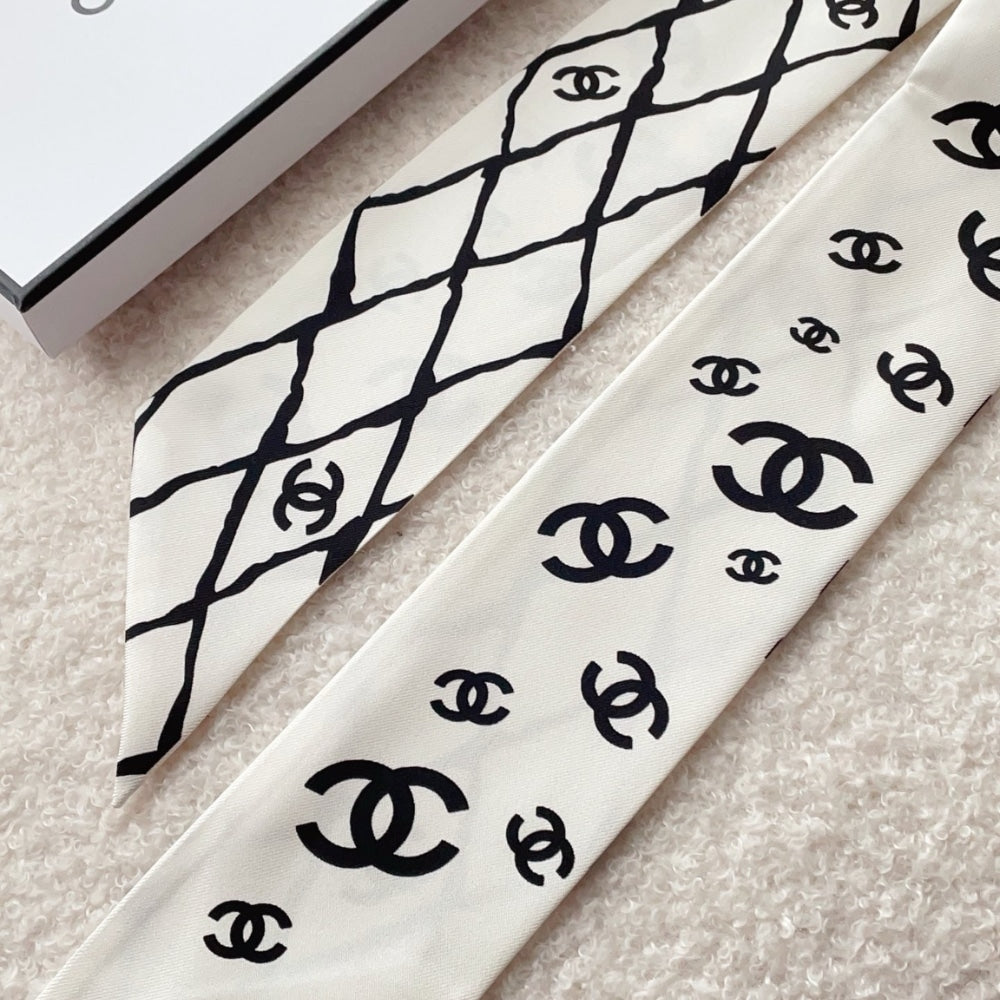 CC SILK CC SLIM BANDEAU SCARF WHITE 120CM