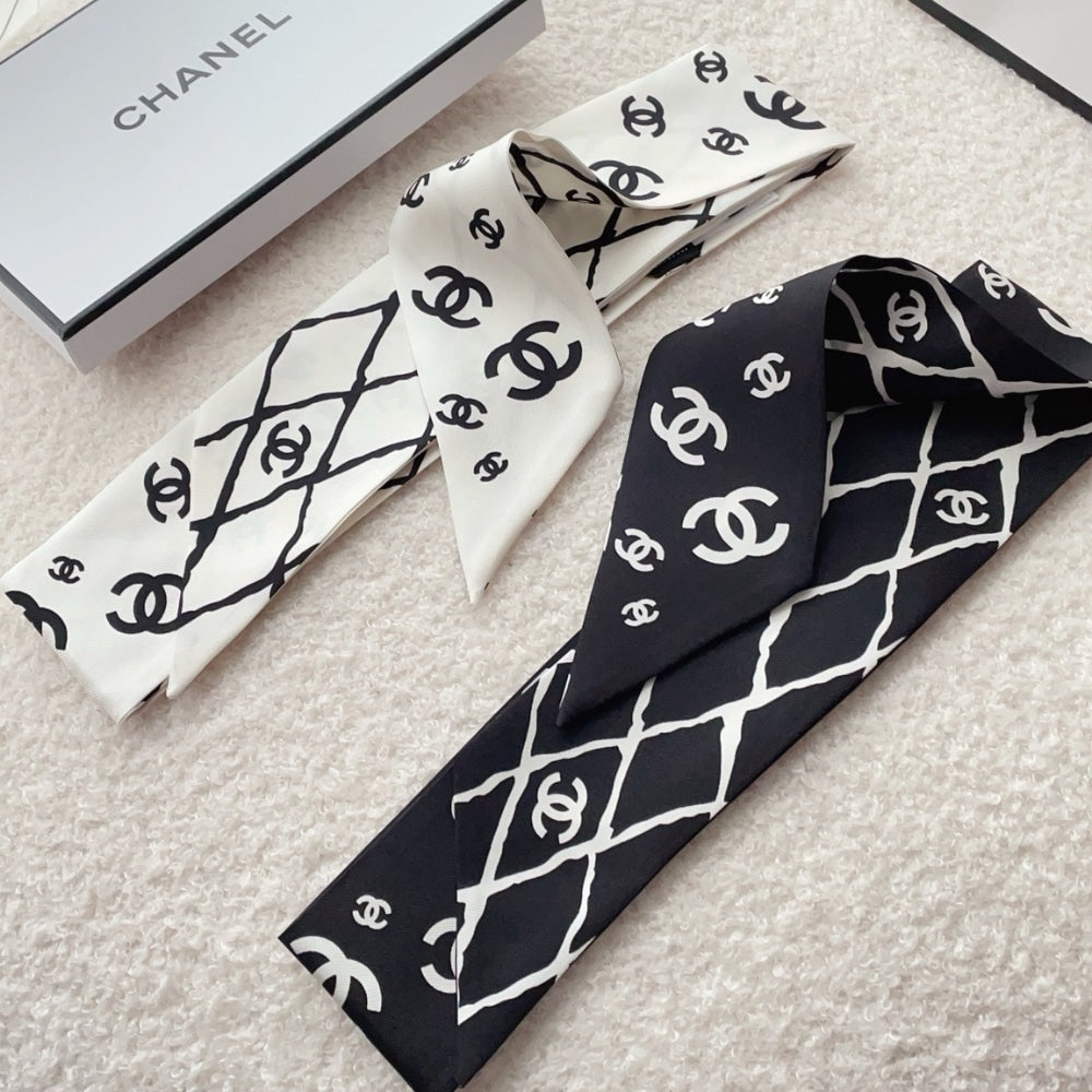 CC SILK CC SLIM BANDEAU SCARF BLACK 120CM