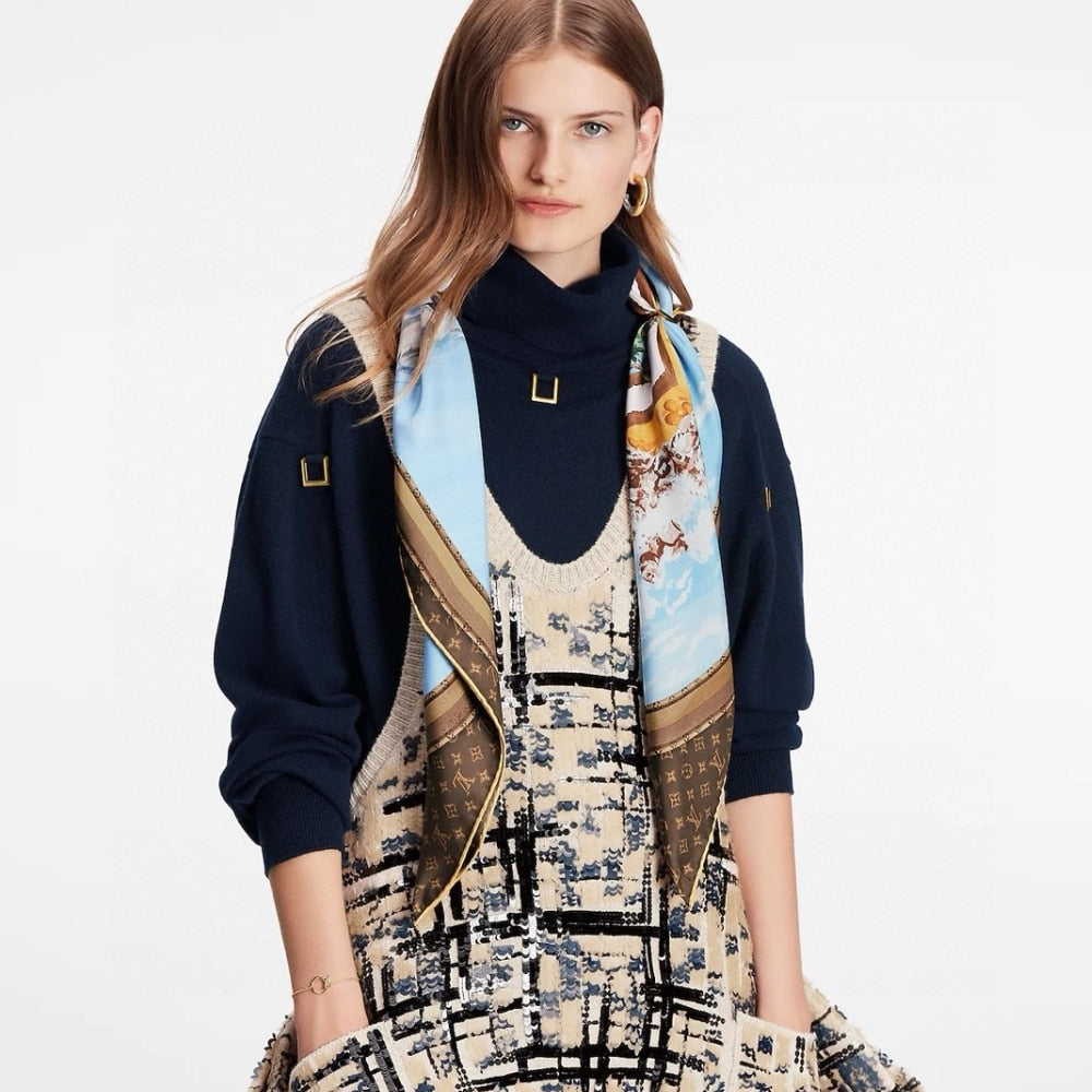 LV LV MARINA 90 SCARF IN BROWN 90CM M78195