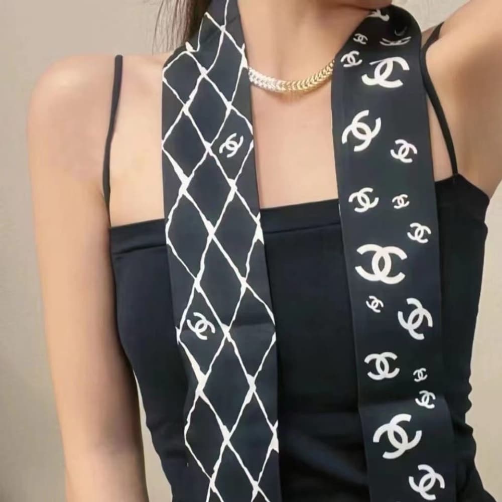 CC SILK CC SLIM BANDEAU SCARF BLACK 120CM