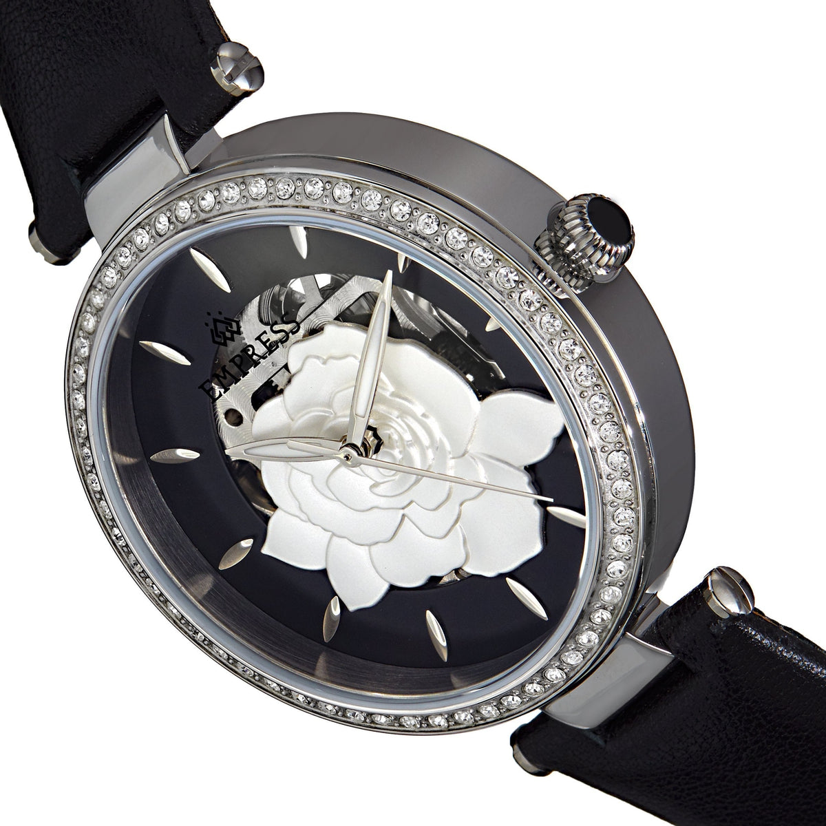 Empress Anne Automatic Semi-Skeleton Leather-Band Watch