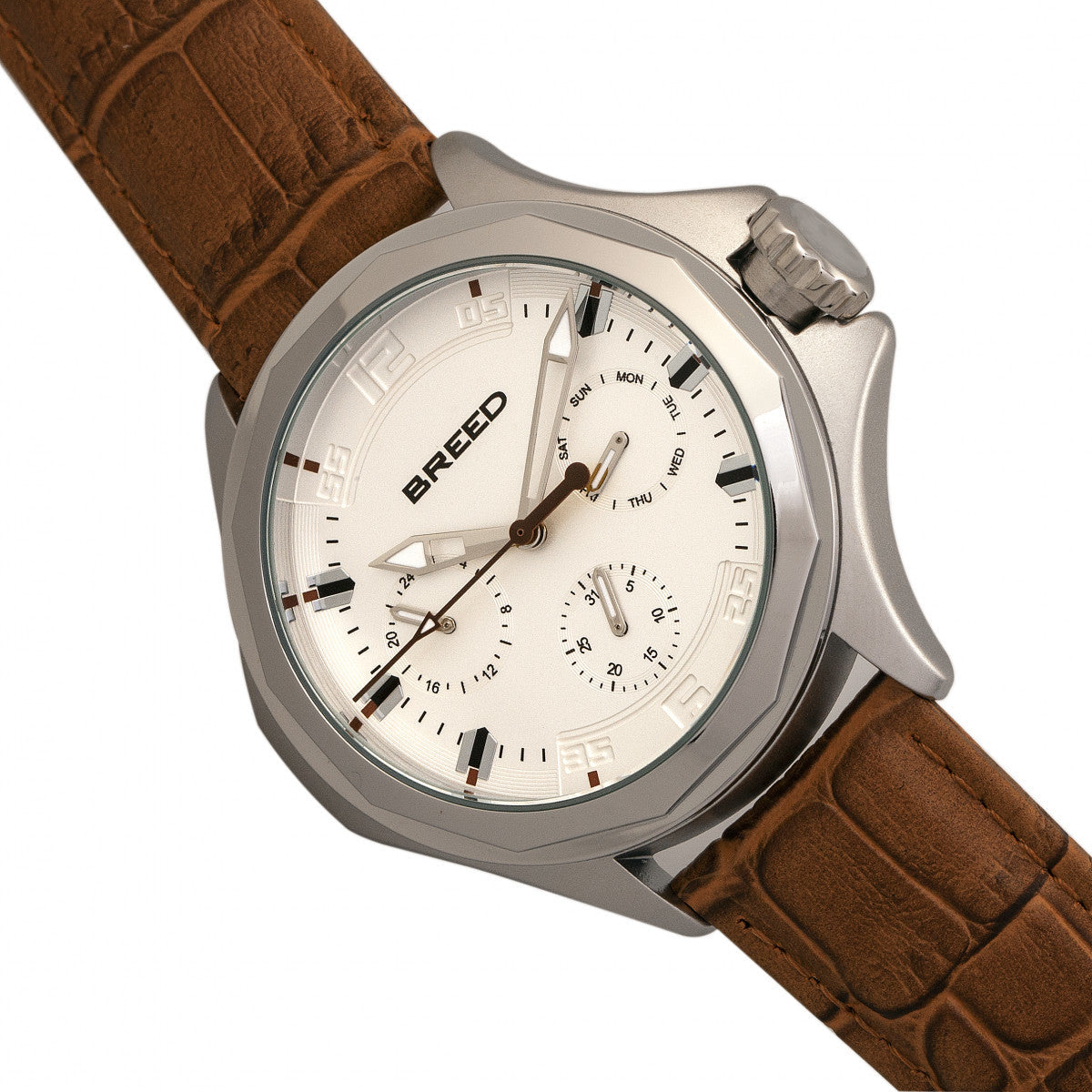 Breed Tempe Leather-Band Watch w/Day/Date