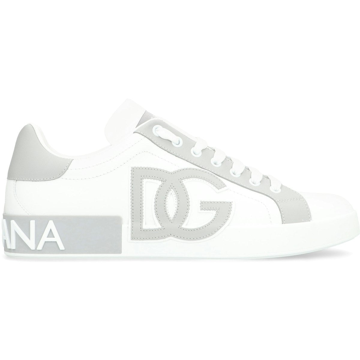 PORTOFINO WHITE/GREY LEATHER TRAINER