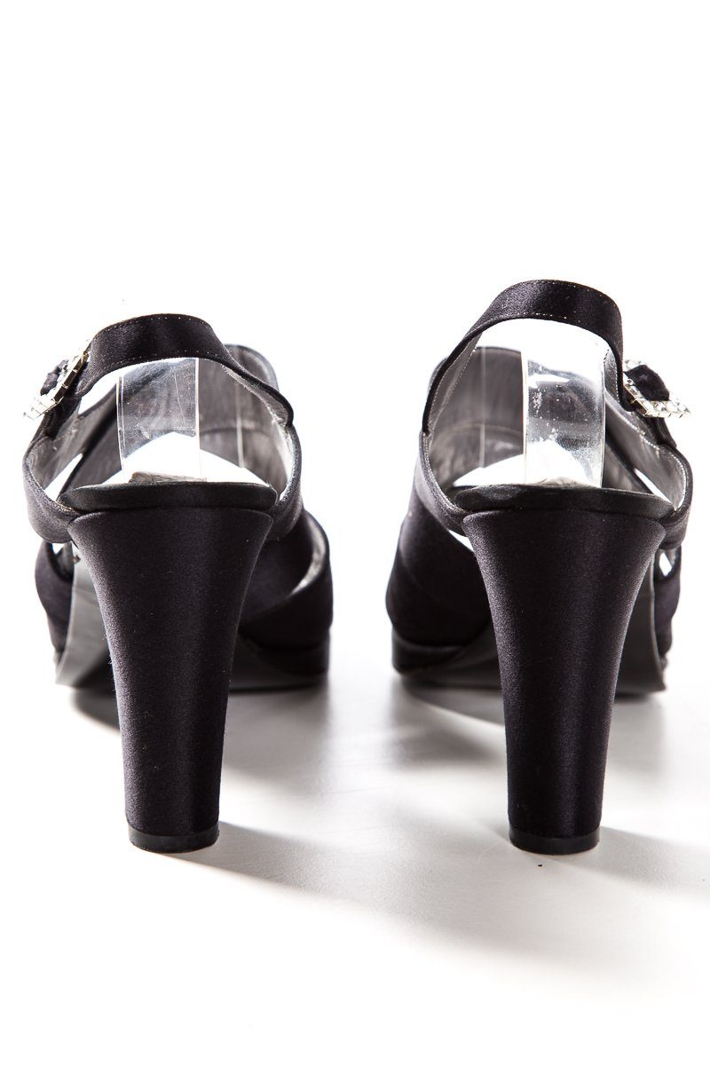 Calvin Klein Black Vintage Satin Buckle Closure Sandals SZ 9 SALE