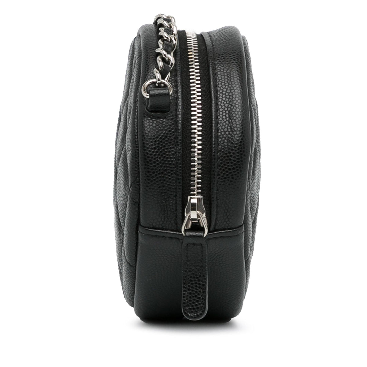 Chanel CC Quilted Caviar Round Clutch With Chain (SHG-Zm82jl)