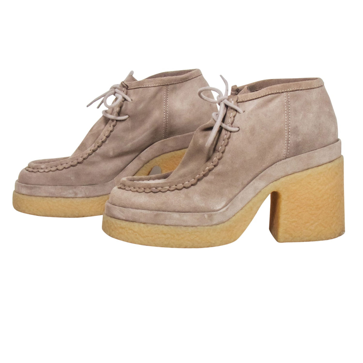 Chloe - Beige Suede Platform Booties Sz 10