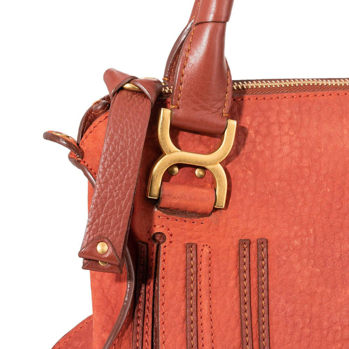 Chloe Calfskin Medium Marcie Saddle Bag Brown