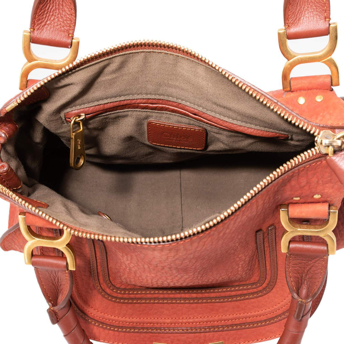 Chloe Calfskin Medium Marcie Saddle Bag Brown
