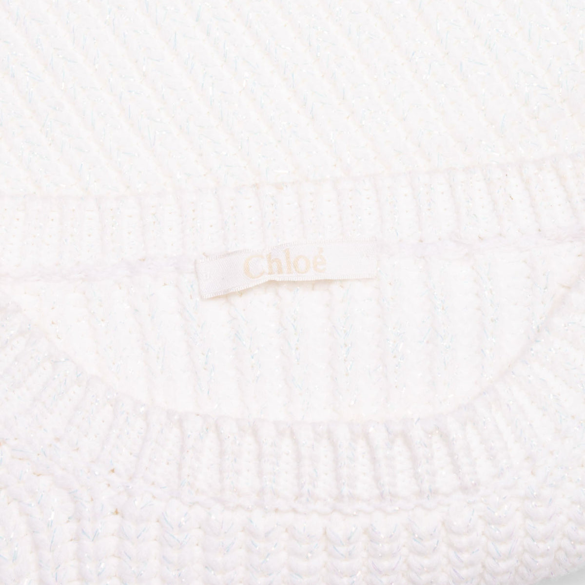 Chloe Cotton Balloon Sleeve Knitted Lurex Cropped Sweater White