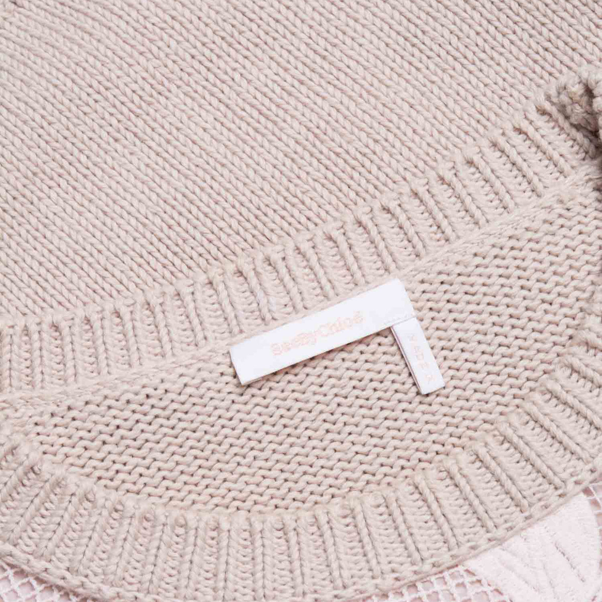 Chloe Cotton Lace Knit Sweater Taupe Pink