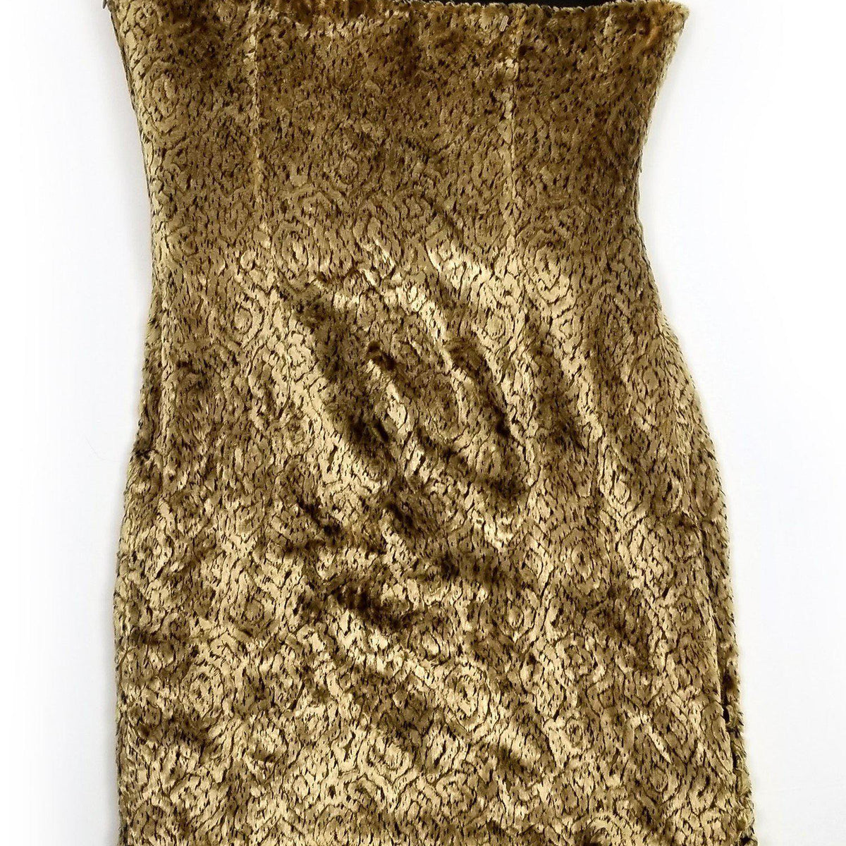 Chloe - Gold Faux Fur Strapless Dress Sz 8