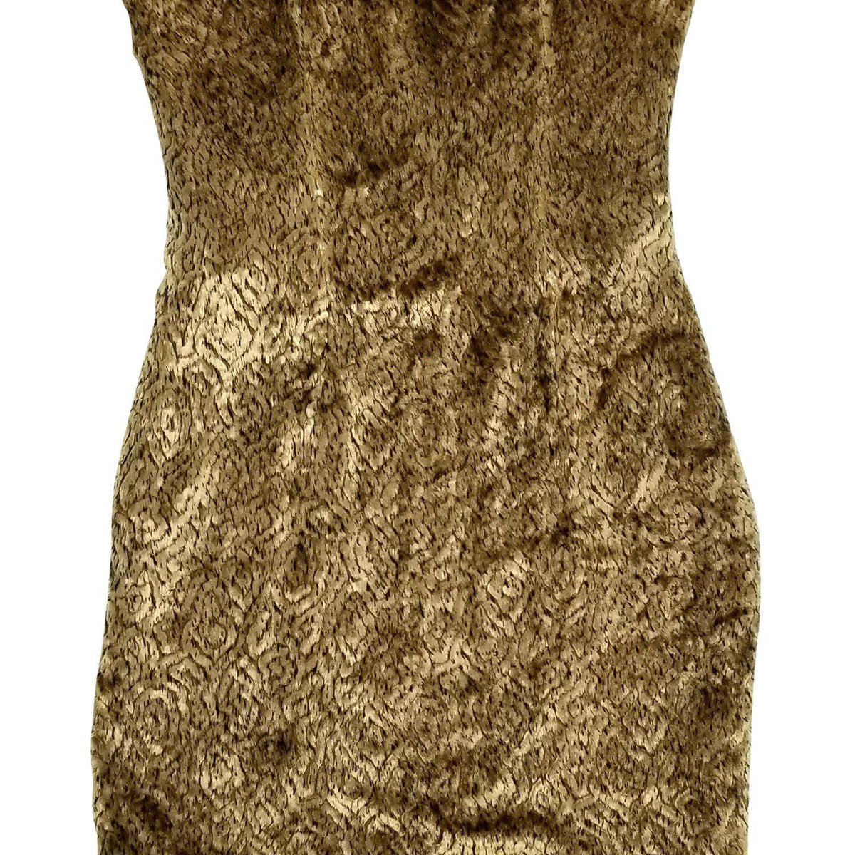 Chloe - Gold Faux Fur Strapless Dress Sz 8