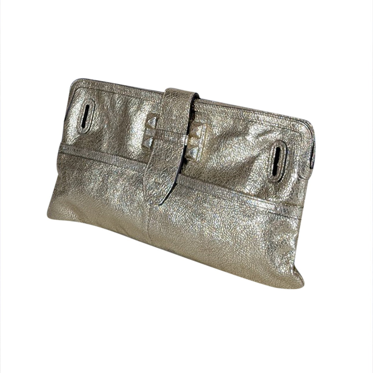 Chloe - Gold Metallic Leather Long Clutch