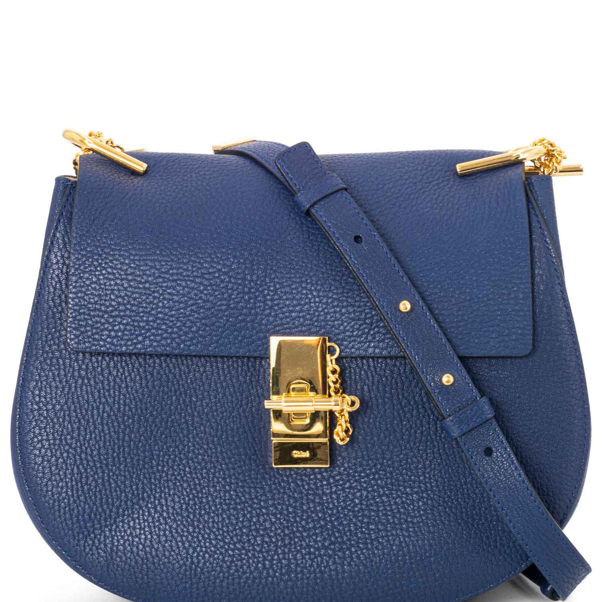 Chloe Leather Drew Messenger Bag Blue