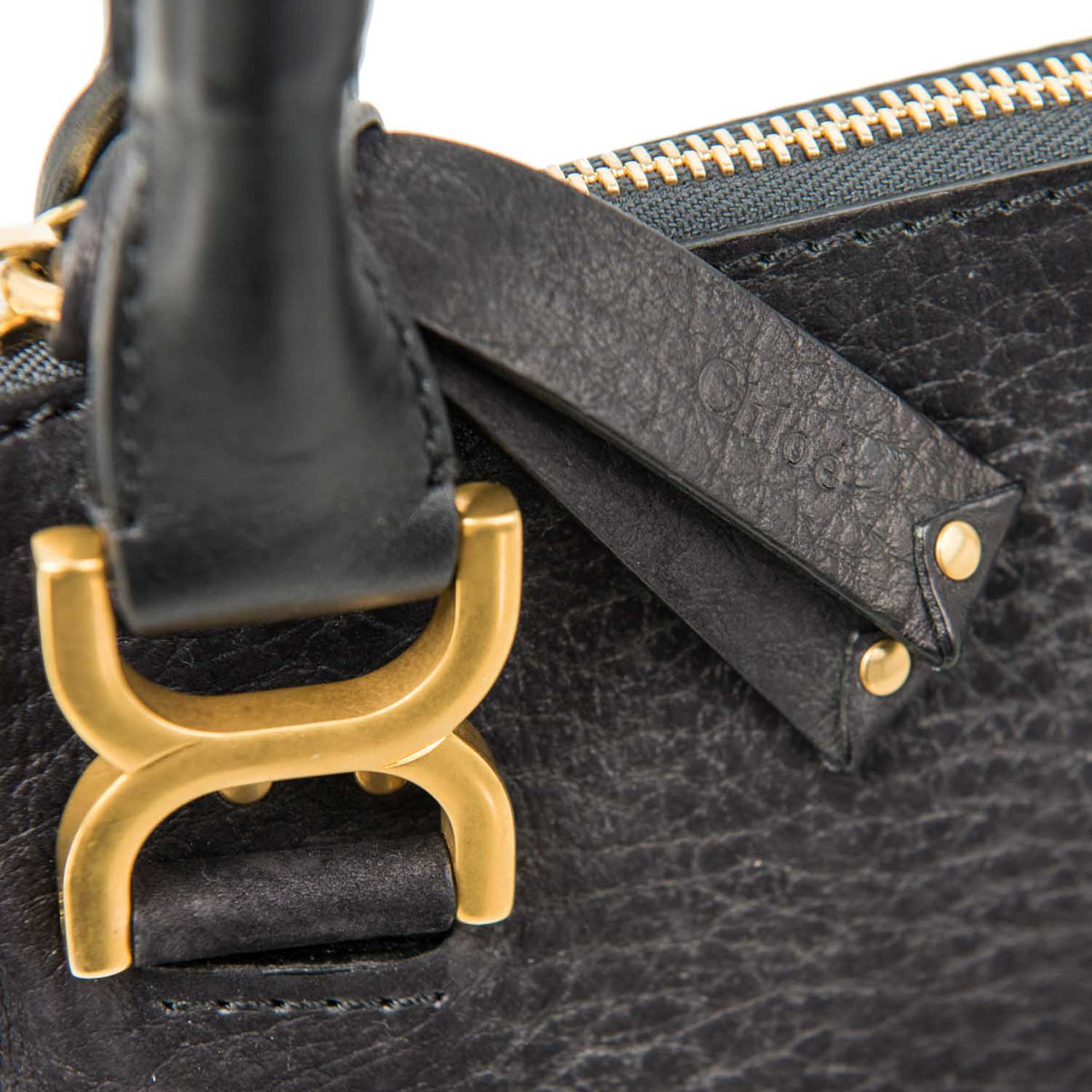 Chloe Leather Medium Marcie Saddle Bag Black