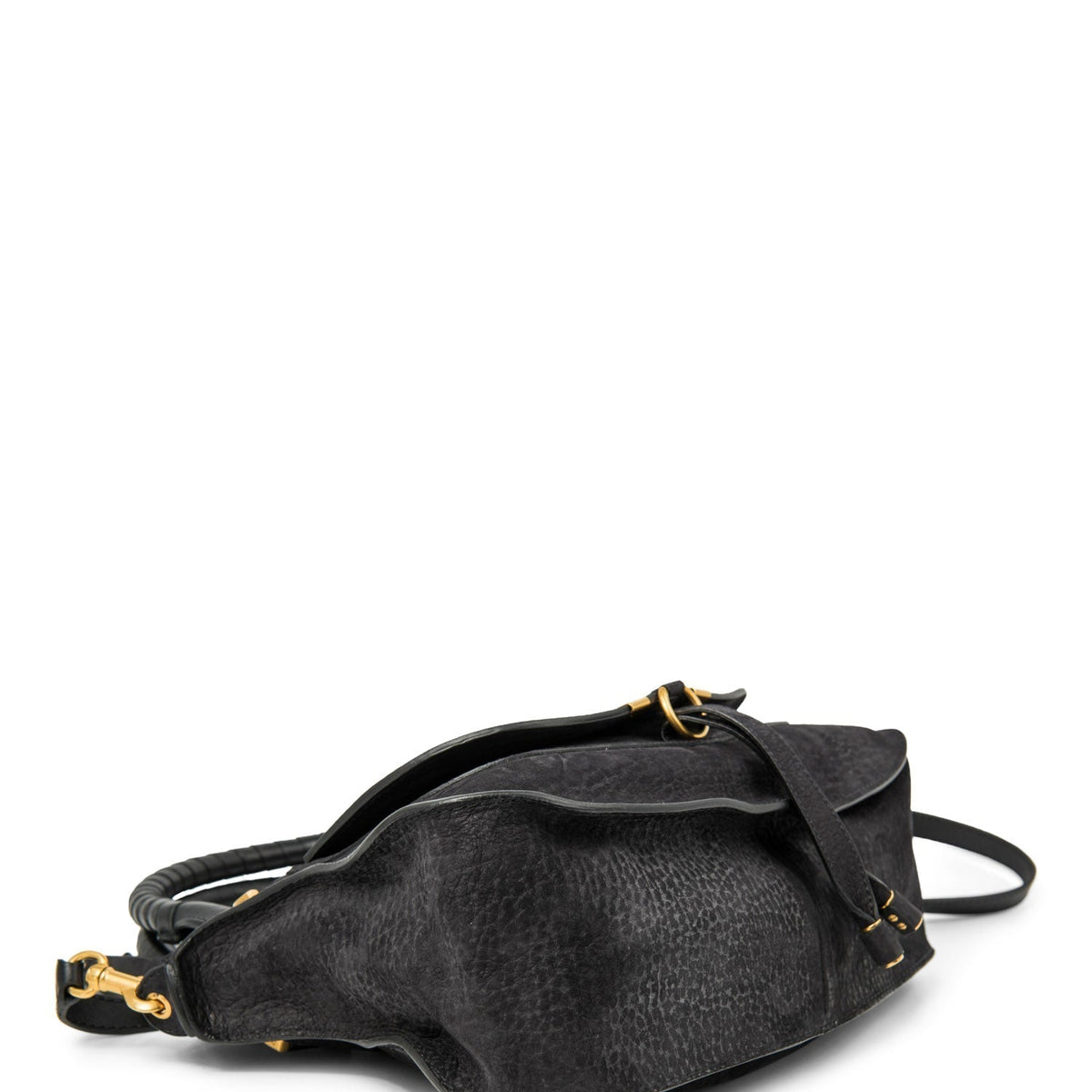 Chloe Leather Medium Marcie Saddle Bag Black
