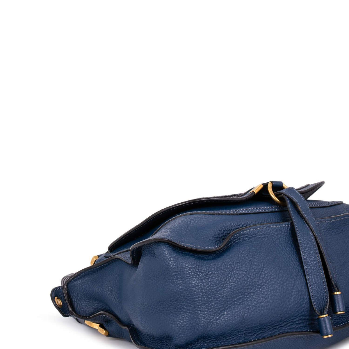 Chloe Leather Medium Marcie Satchel Bag Navy Blue
