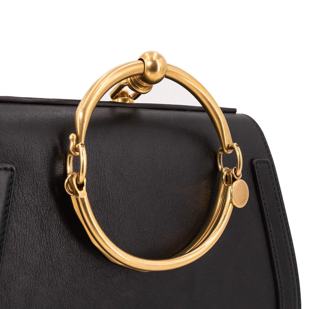 Chloe Leather Medium Nile Bracelet Bag Black