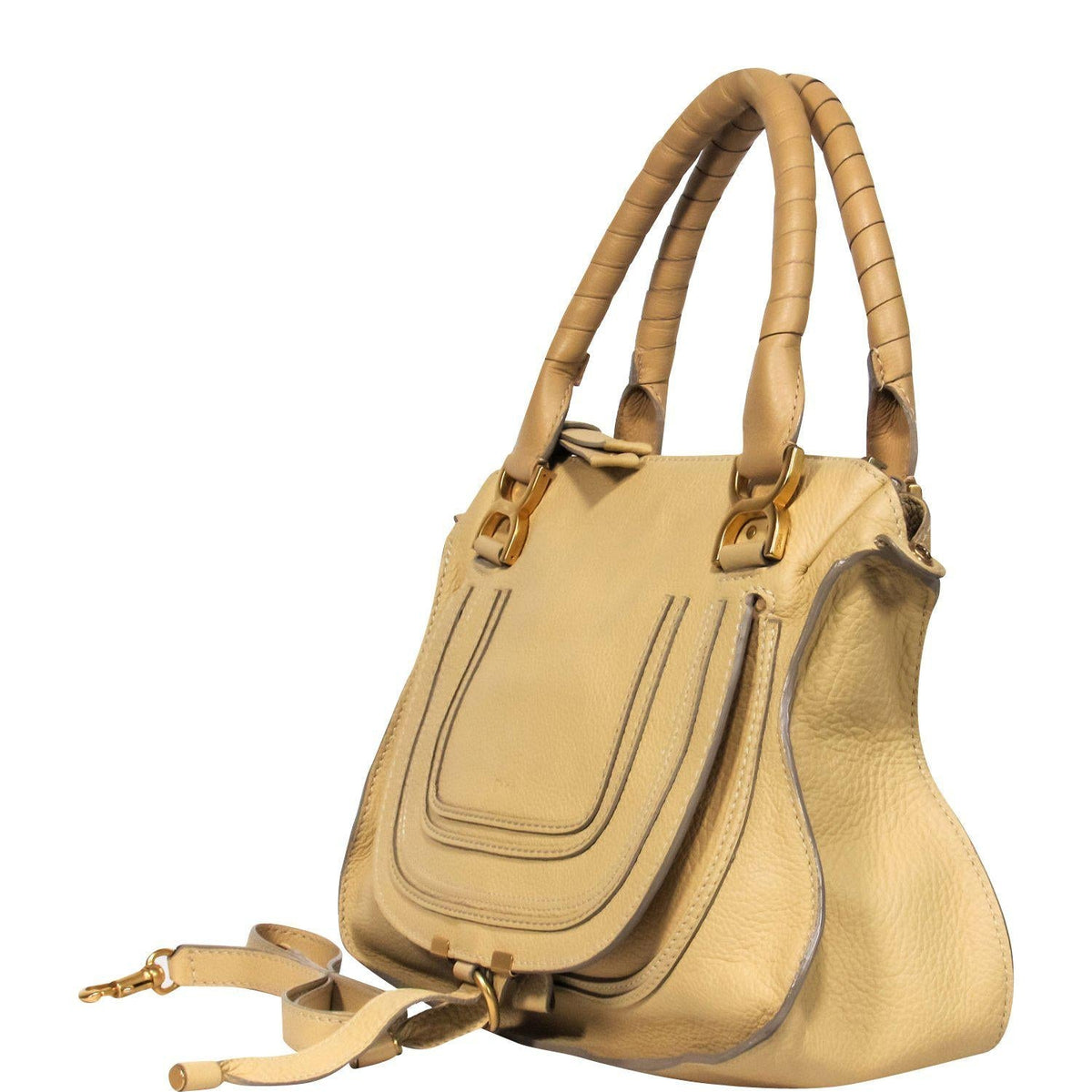 Chloe - Light Yellow Pebbled Leather "Marcie" Convertible Satchel