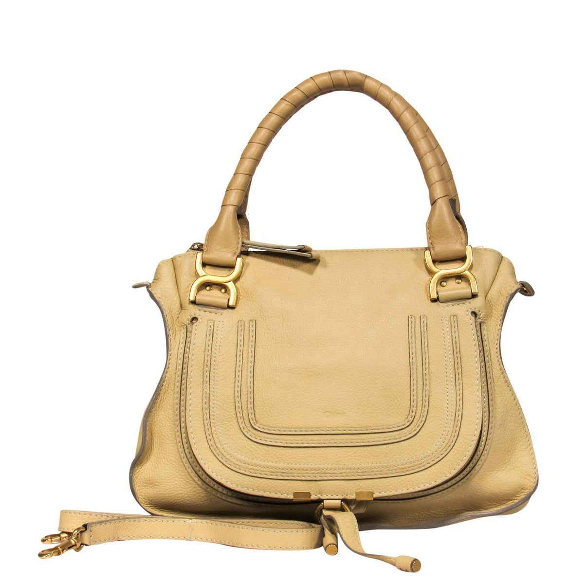 Chloe - Light Yellow Pebbled Leather "Marcie" Convertible Satchel