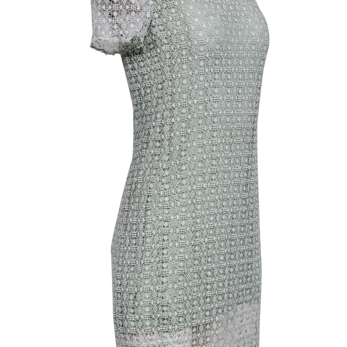 Chloe - Mint Green Shift Dress w/ Embroidered Overlay Sz S