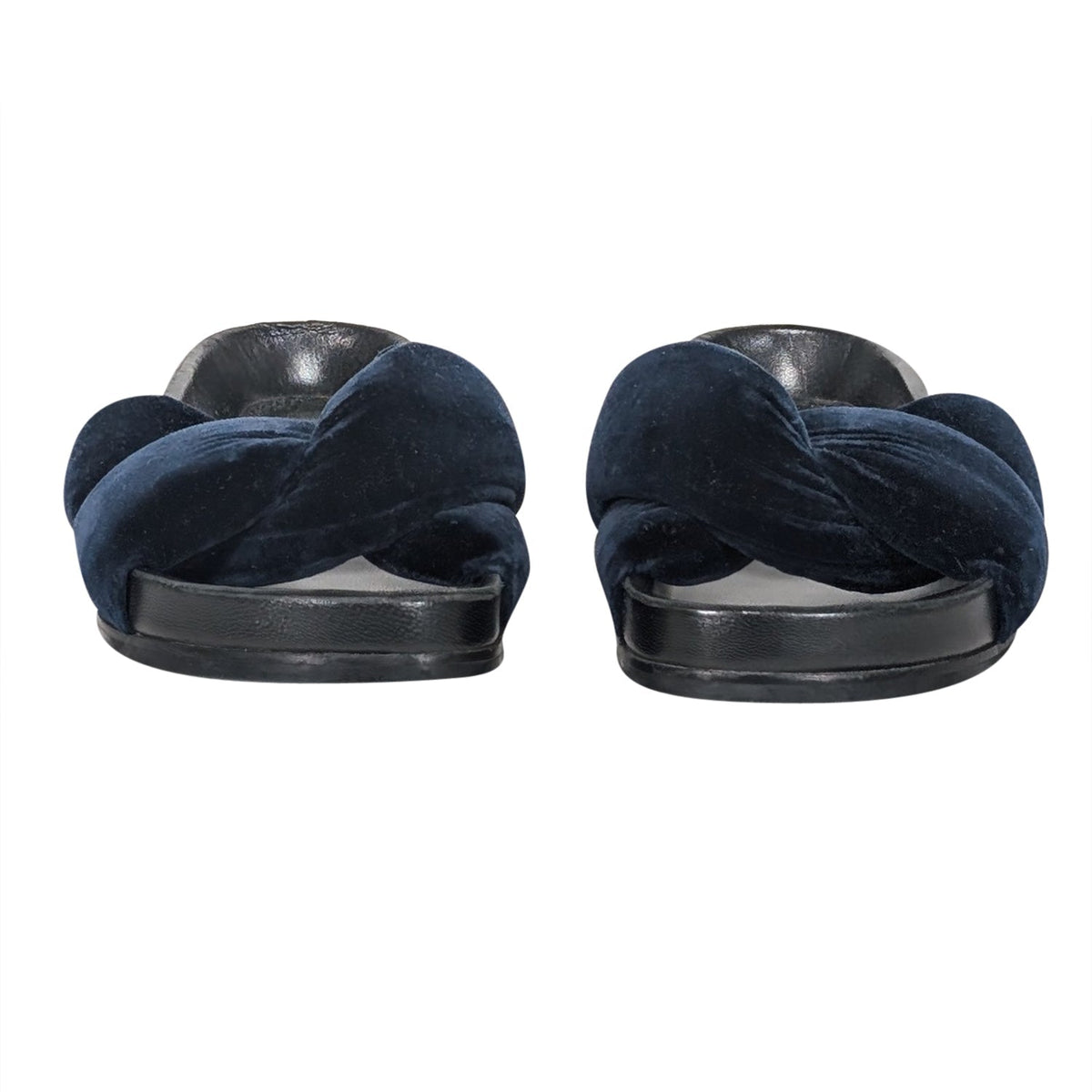 Chloe - Navy Plush Velvet Slide Sandals Sz 6
