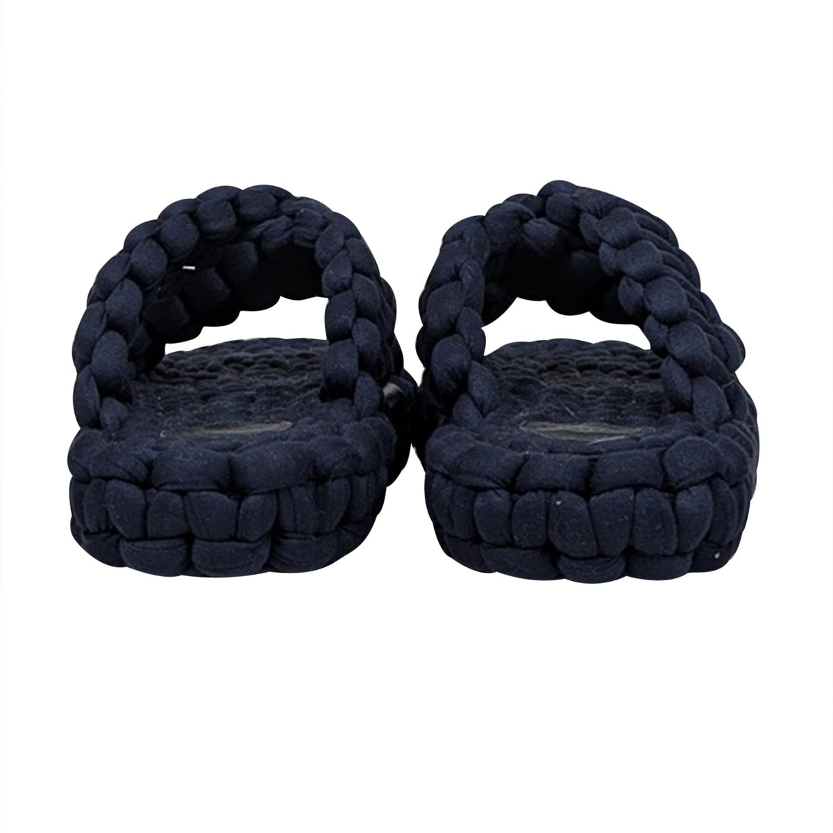 Chloe - Navy Woven Braided "Kamy" Platform Slide Sandals Sz 7