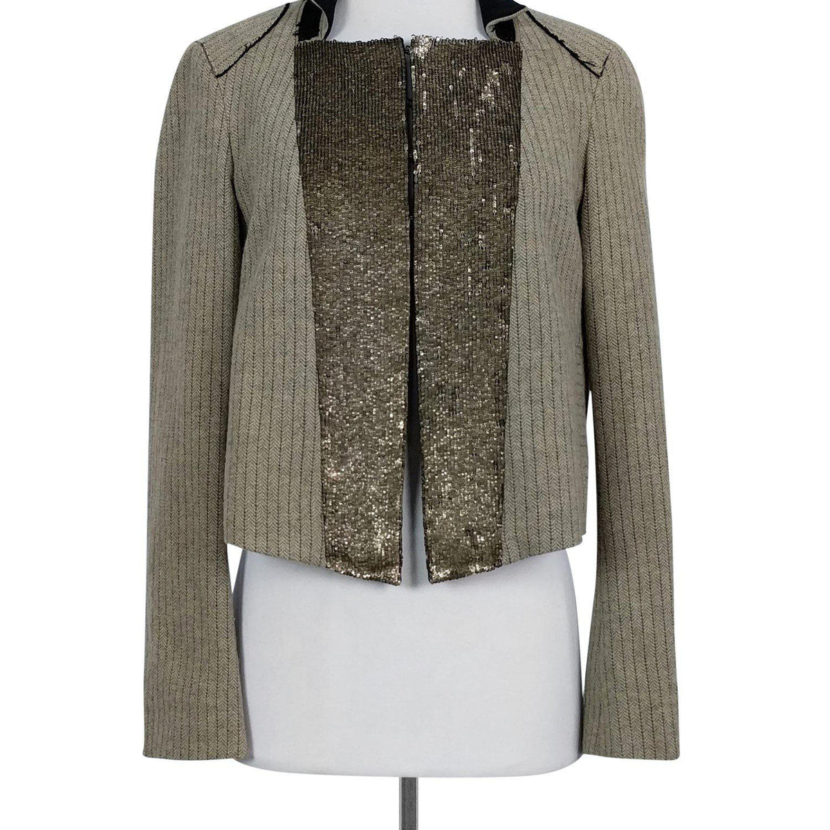 Chloe - Tan Striped Sequin Jacket Sz 6