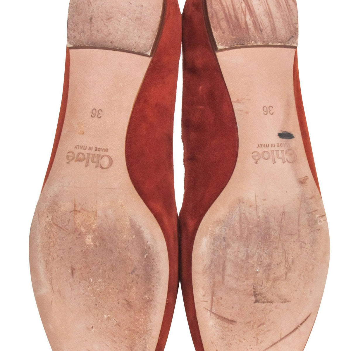 Chloe - Tan Suede Scallop Edge Flats Sz 6