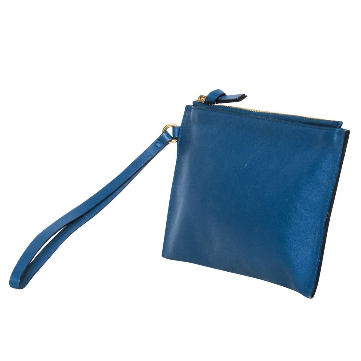Chloe - Teal Leather Zippered Wristlet
