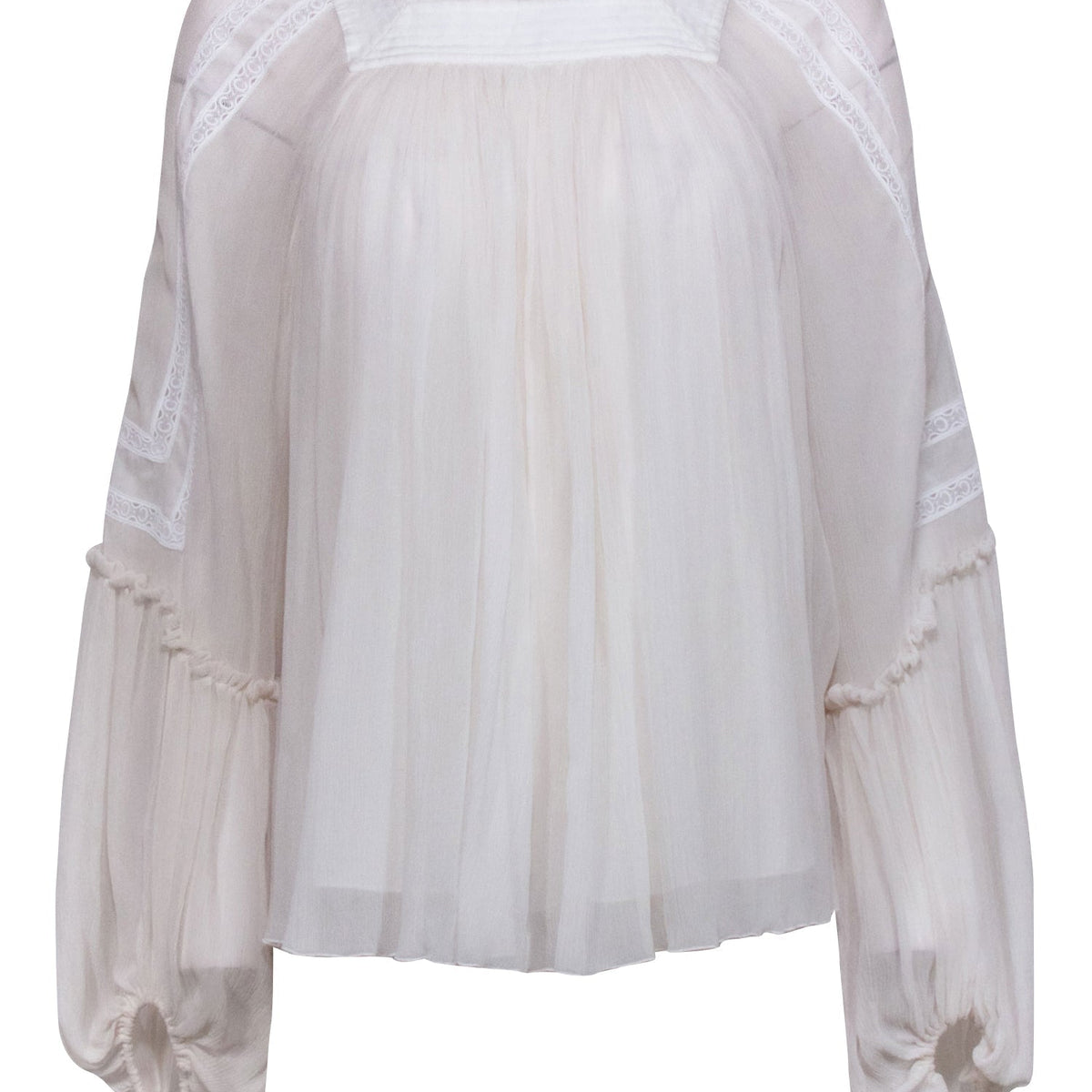 Chloe - White Silk Peasant Blouse Sz 4