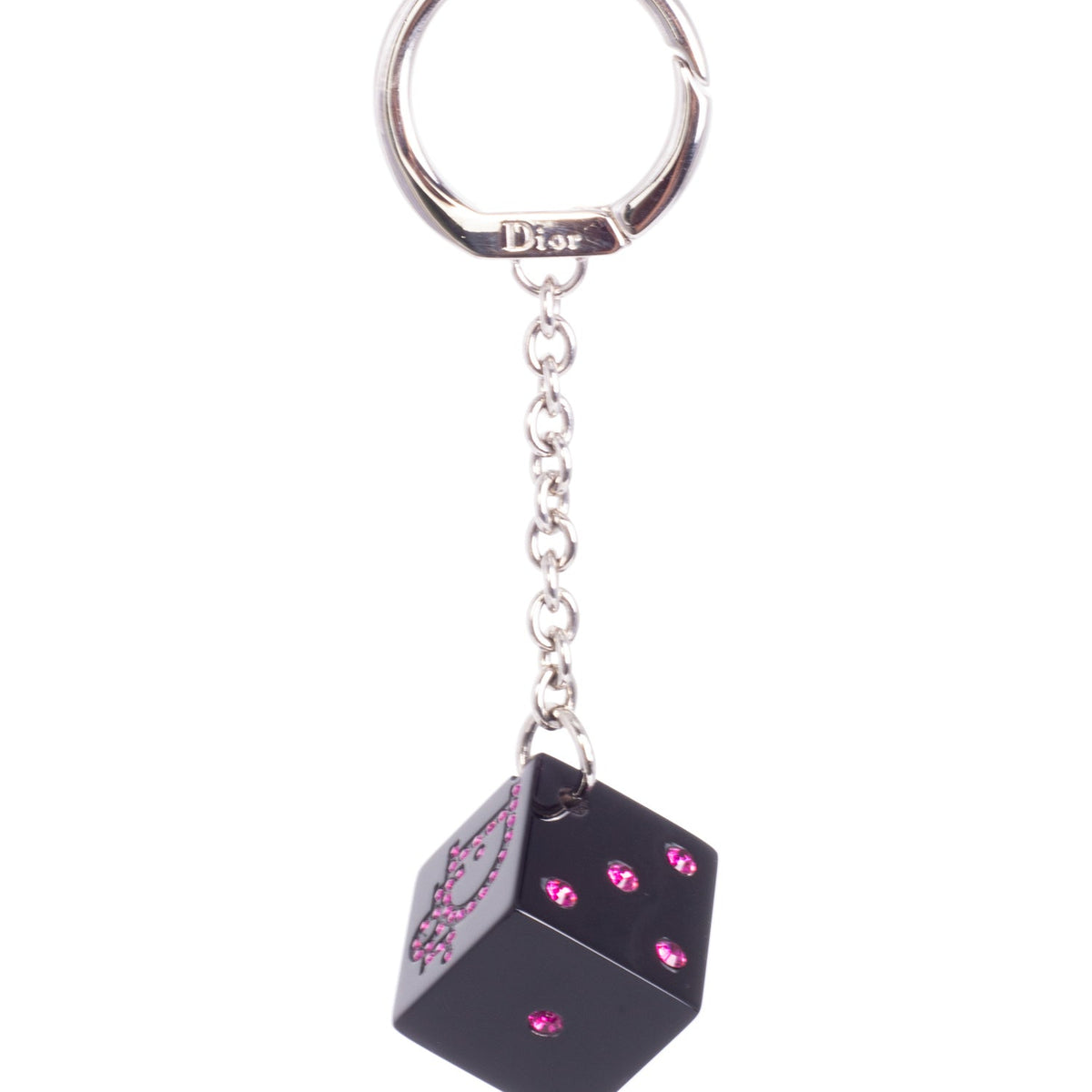 Christian Top quality Dior CD Logo Swarovski Crystal Dice Bag Charm Black Pink