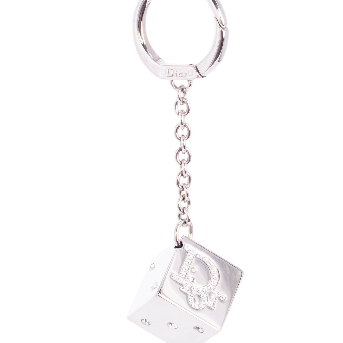 Christian Top quality Dior CD Logo Swarovski Crystal Dice Bag Charm Silver