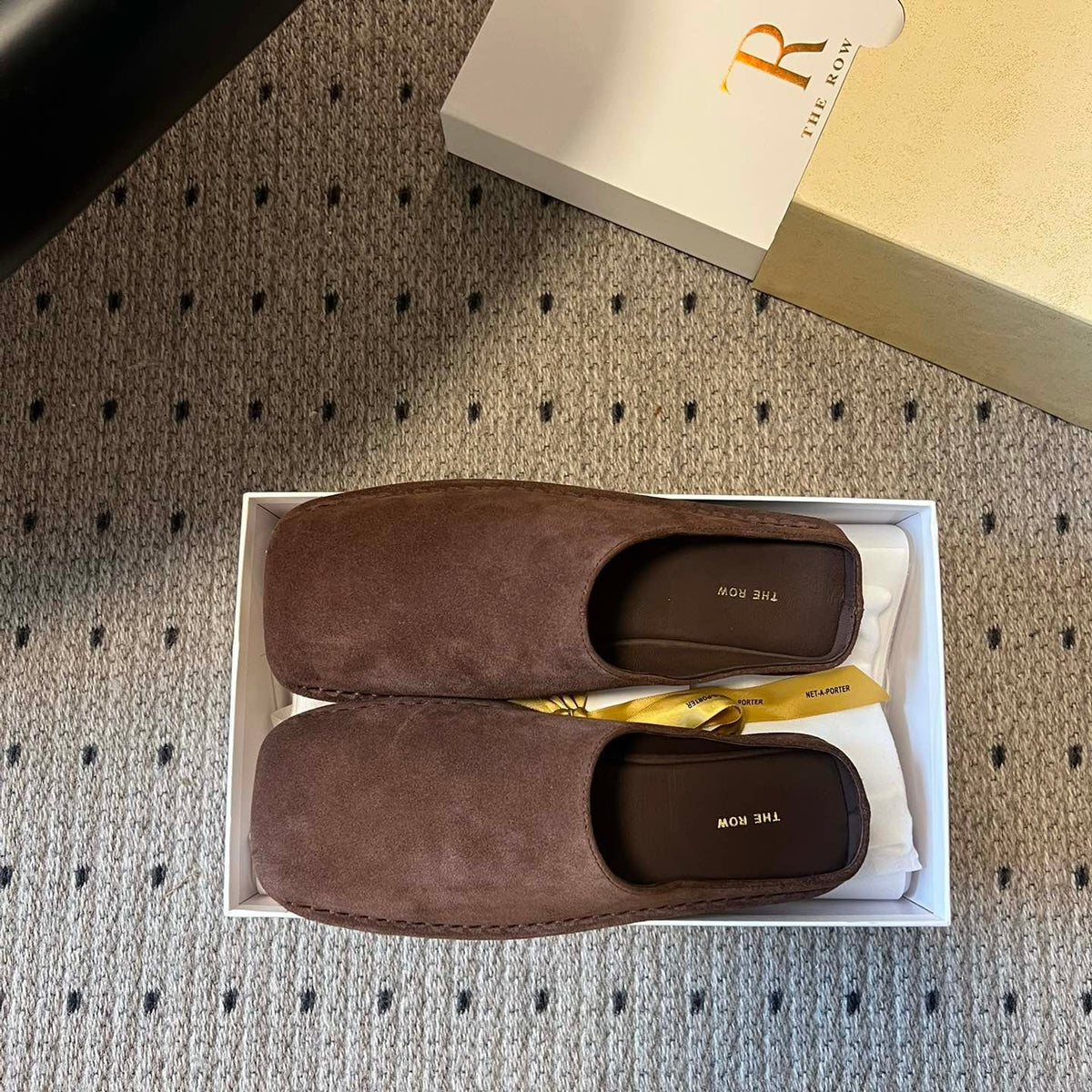 THE ROW SUEDE MULES