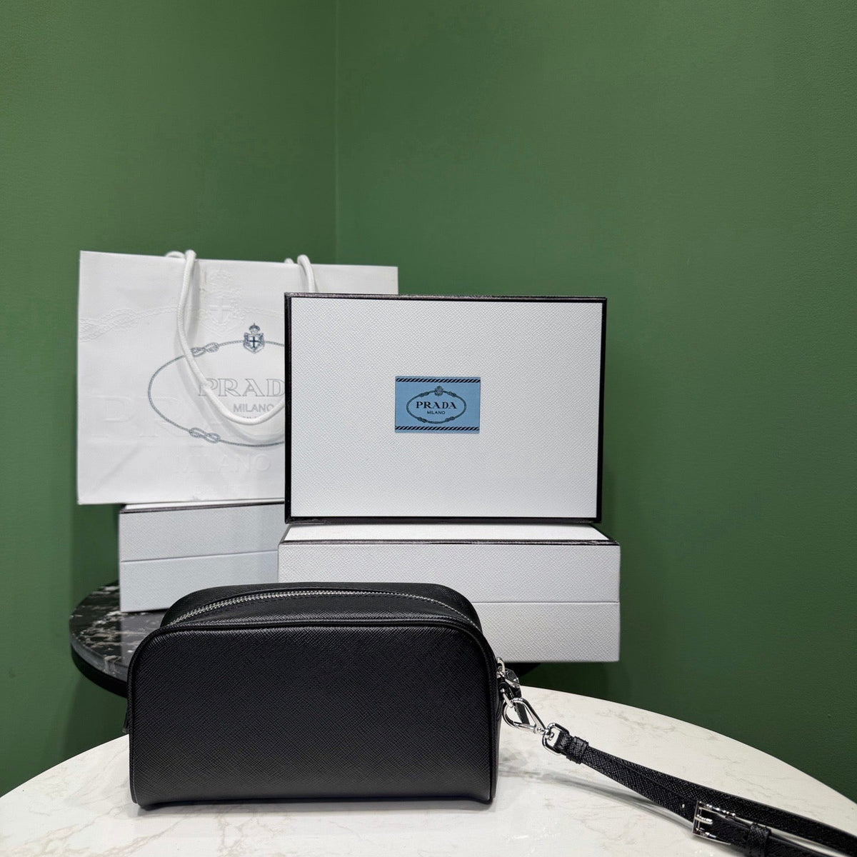 PD SAFFIANO LEATHER POUCH
