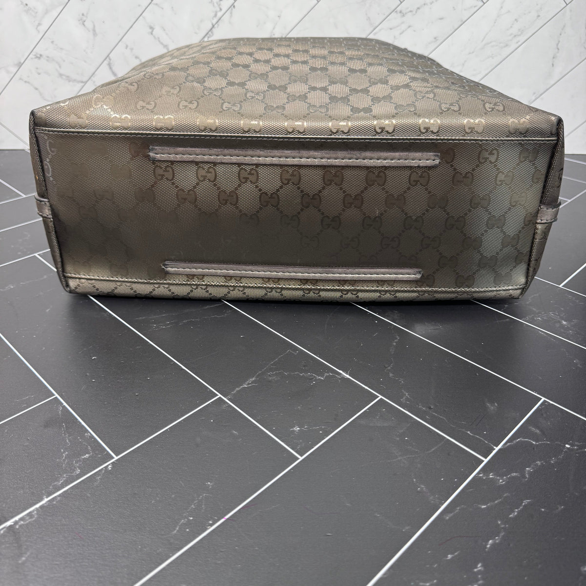 Gucci Bronze Coated Canvas Tote Bag