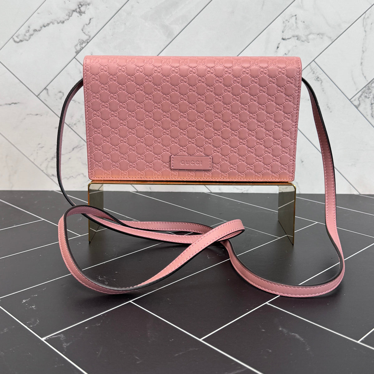 Gucci Pink Microguccissima Wallet on a Chain