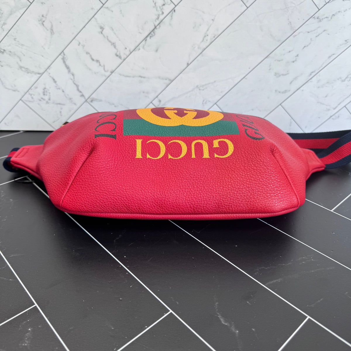 Brand New Gucci Red Retro Logo Belt Bag