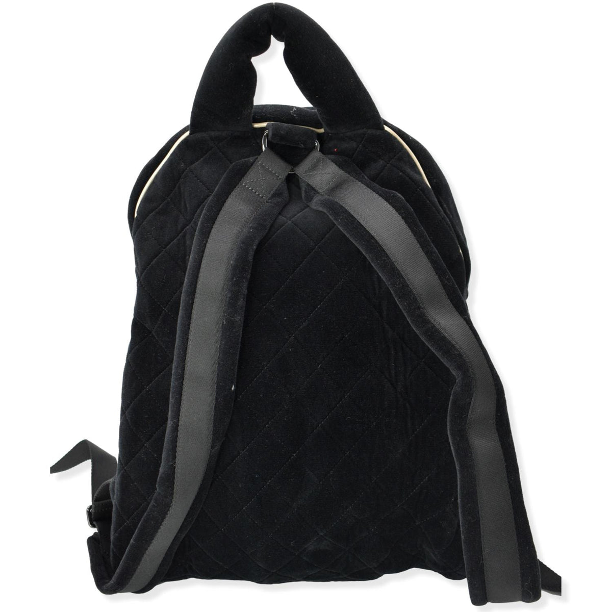 Chanel Coco Neige Front Pocket Quilted Velvet Backpack Bag Black